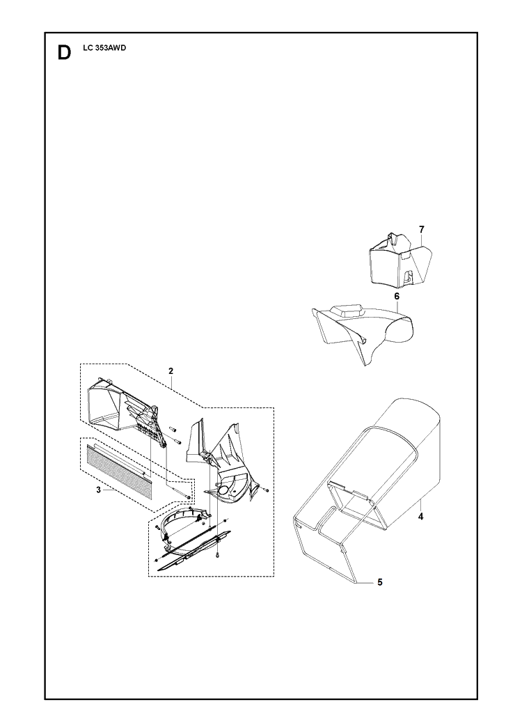 Bagger Diagram and Parts List for LC353AWD (970450101)(2020-03) Husqvarna Lawn Mower