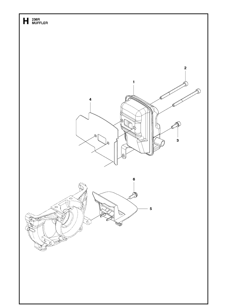 Muffler Diagram and Parts List for 236R  Husqvarna Brush Cutter