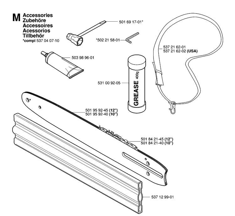 Accessories Diagram and Parts List for 323P 20062700001-Current Husqvarna Pole Saw