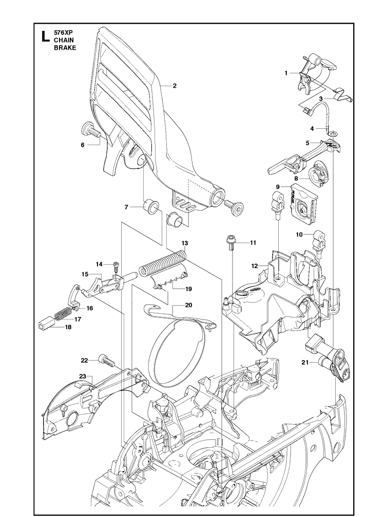 Chain Brake 2 Diagram and Parts List for 576XP  Husqvarna Chainsaw