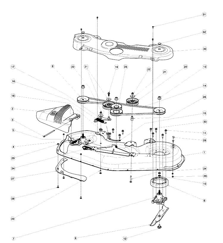 48 Inch/122cm Cutting Deck 2 Diagram and Parts List for R220T (966785701)(2017) Husqvarna Lawn Mower