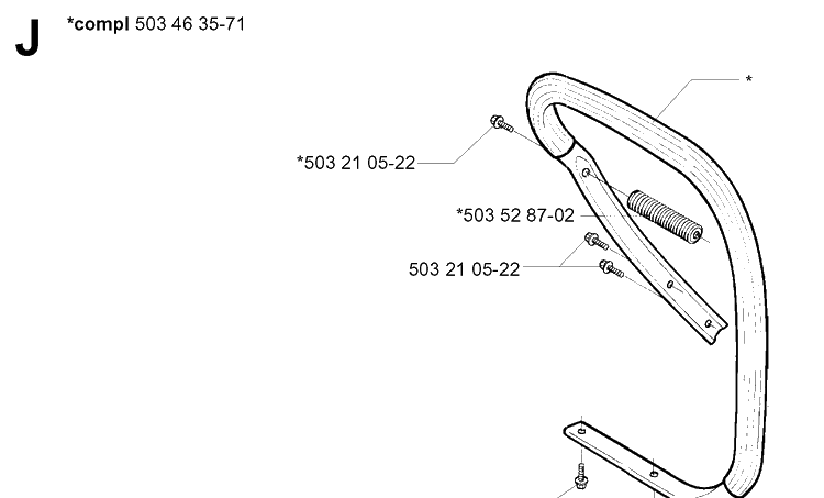 Handle Diagram and Parts List for 395XP/ (XPG)(20051800001-20070100000) Husqvarna Chainsaw