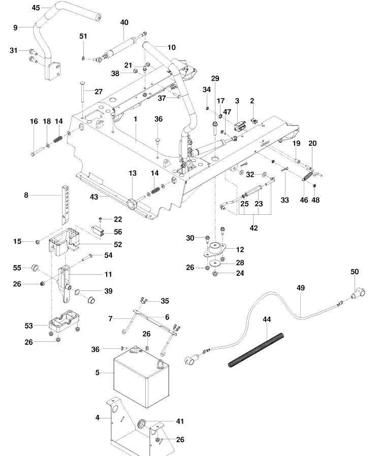 Steering Diagram and Parts List for PZ6029FX (966061201)(2010-01) Husqvarna Lawn Mower
