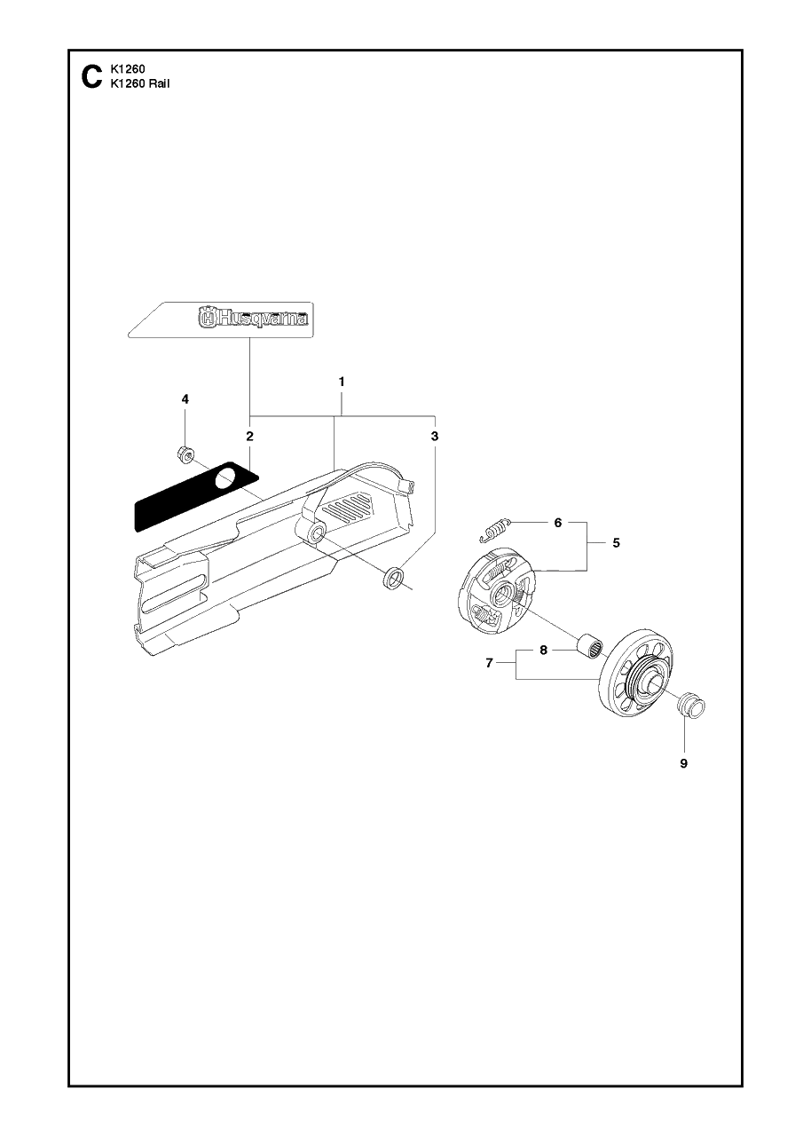 Belt Guard Diagram and Parts List for K1260RAIL 2010-10 Husqvarna Circular Saw