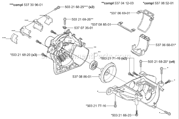 Page E Diagram and Parts List for HA850ATTACHMENT 2004-01 Husqvarna Trimmer