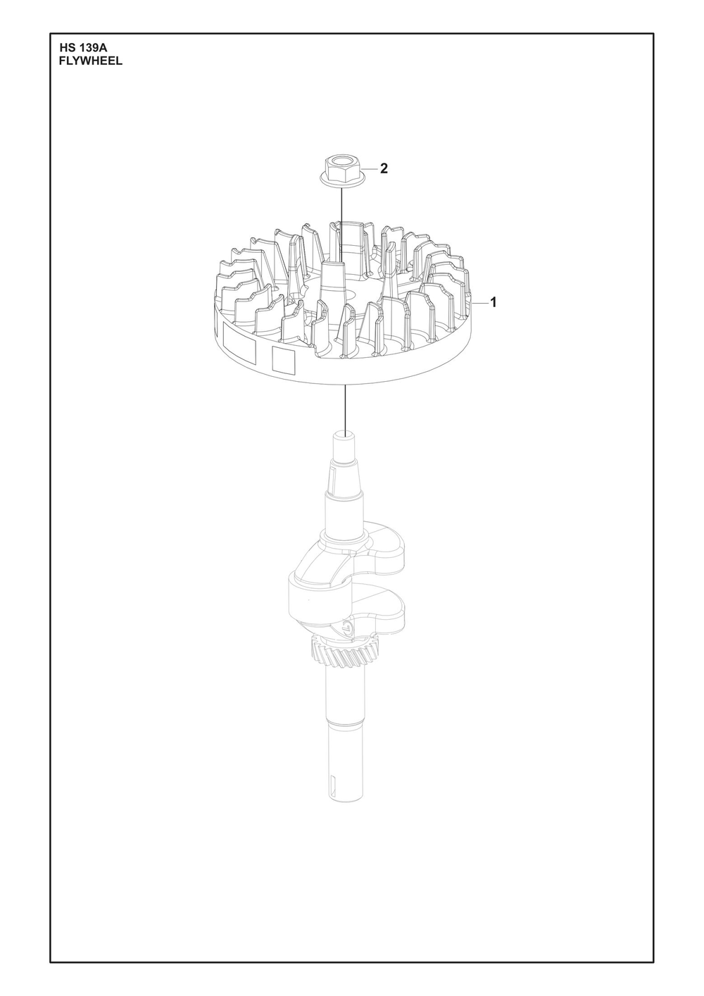 Flywheel Diagram and Parts List for HS139A531450701 531450702, 599912201, 599912202 Husqvarna Engine