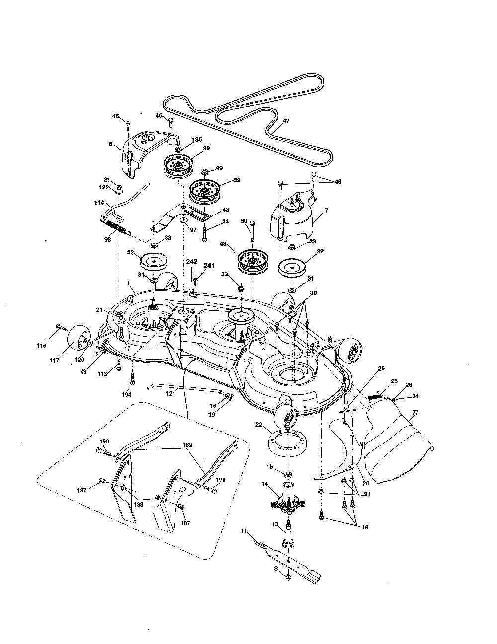 Mower deck Diagram and Parts List for YTH2348-917240442  Husqvarna Lawn Tractor