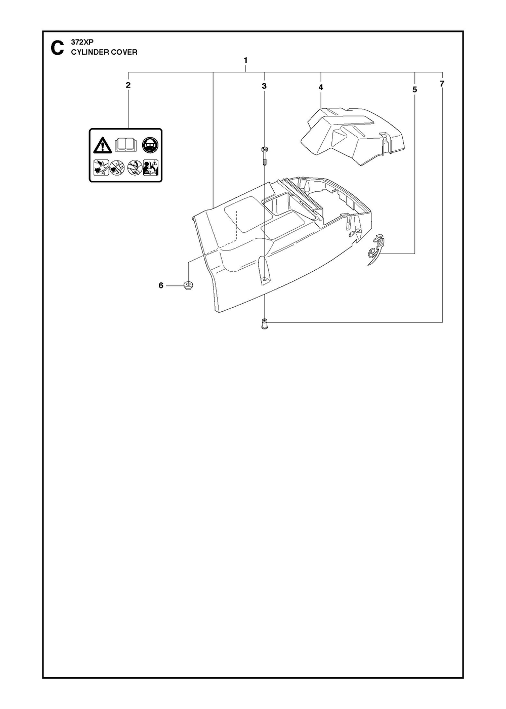 Cylinder Cover Diagram and Parts List for 372XP-372XPG 372 XP W - 372 XP GW Husqvarna Chainsaw