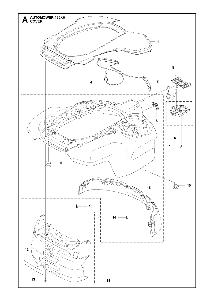 Cover Diagram and Parts List for 430XH 2020 Husqvarna Lawn Mower