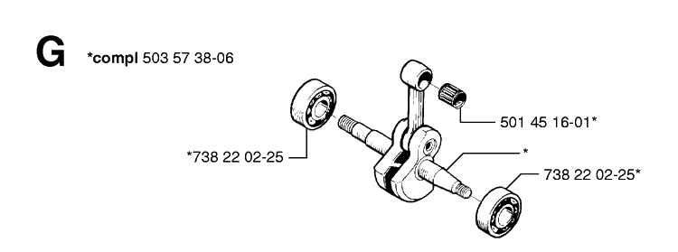 Crankshaft Diagram and Parts List for 55 20001900001-Current Husqvarna Chainsaw