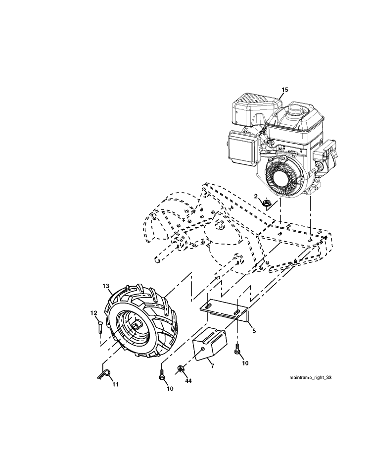 Mainframe, Right Side Diagram and Parts List for DRT900E (96093002200)(2011-11) Husqvarna Cultivator