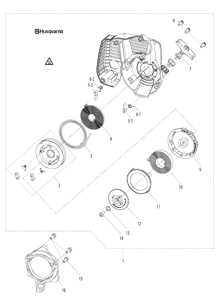 Starter Diagram and Parts List for 321S15 967078502 Husqvarna Sprayer
