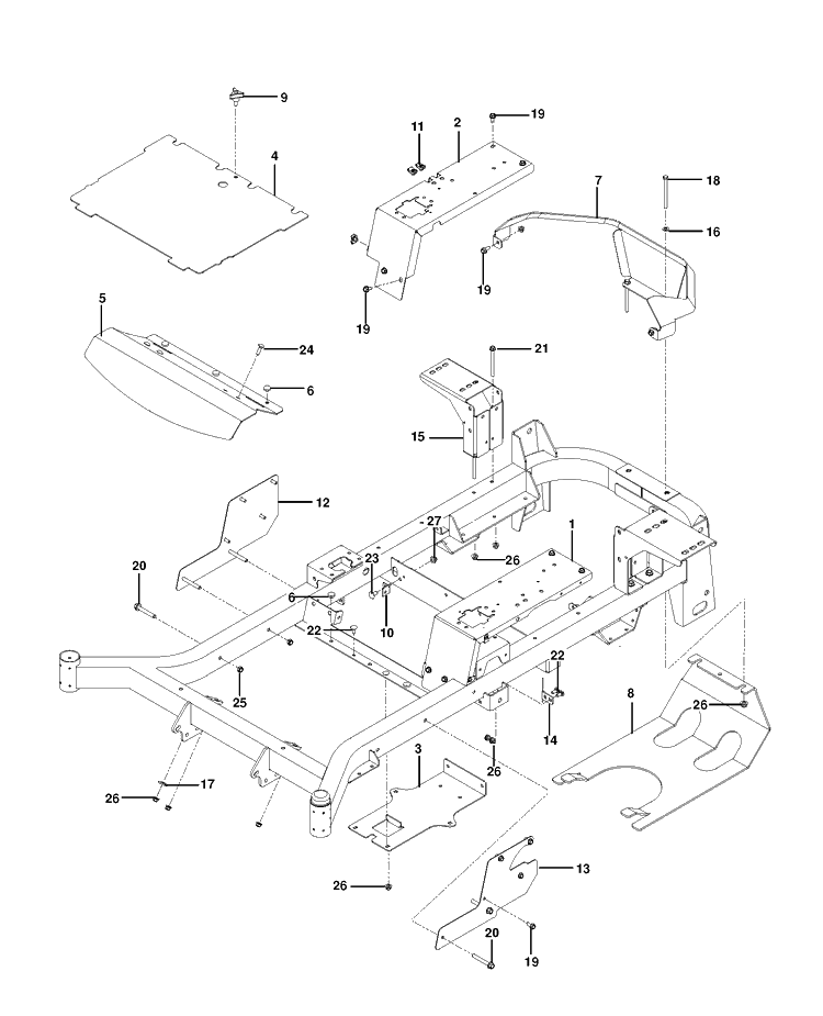 Frame Diagram and Parts List for M-ZT61BF (96717700400)(2013-01) Husqvarna Lawn Mower