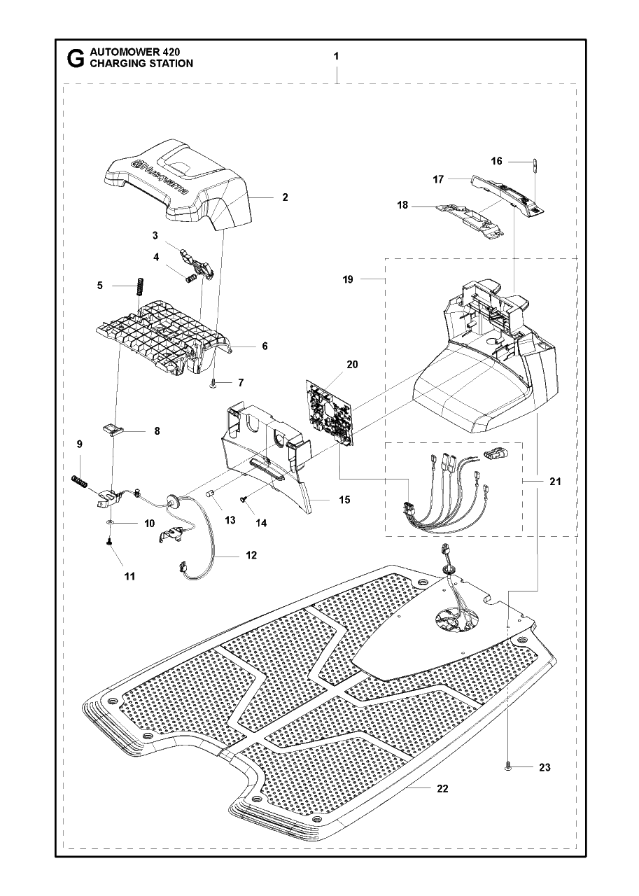 Charging Station Diagram and Parts List for 420 2016-02 Husqvarna Lawn Mower