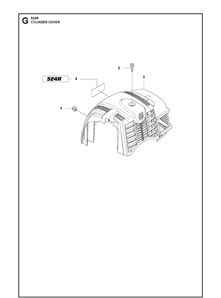 Cylinder Cover Diagram and Parts List for 524R 2020-11 Husqvarna Brush Cutter