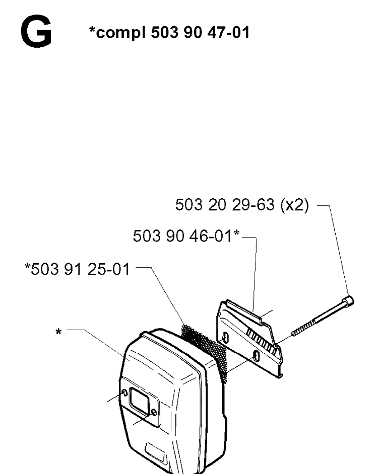 Muffler Diagram and Parts List for 240L 19984400001-20001400000 Husqvarna Edger