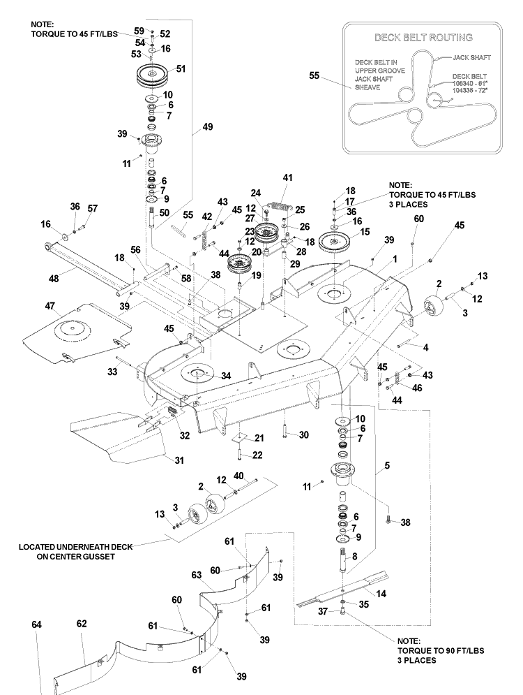 Deck Assembly Diagram and Parts List for BZ7234 (BAM)(2005-01) Husqvarna Lawn Mower