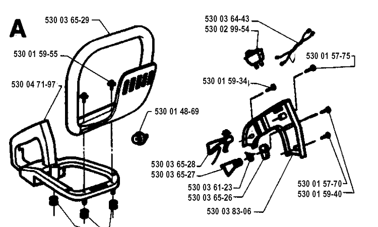 Handle Diagram and Parts List for 18H 19953200001-19960900000 Husqvarna Hedge Trimmer