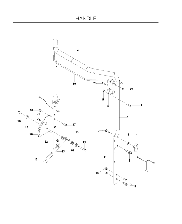 Handle Diagram and Parts List for DTF6BF 2010-02 Husqvarna Dethatcher