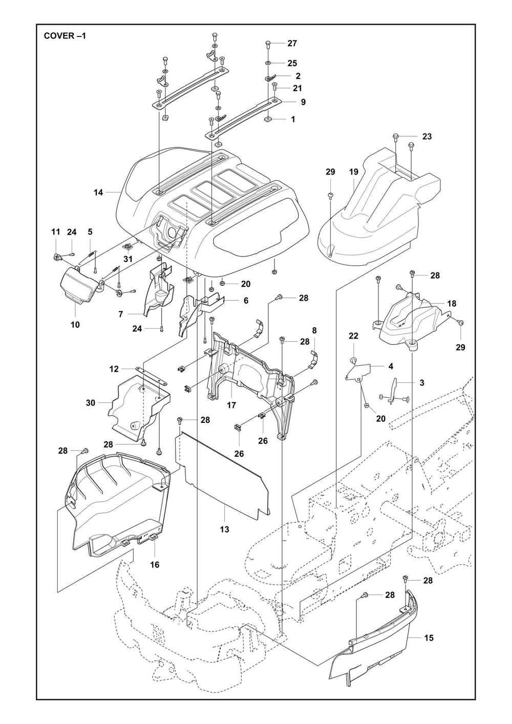 Cover Diagram and Parts List for R200IX  Husqvarna Lawn Tractor