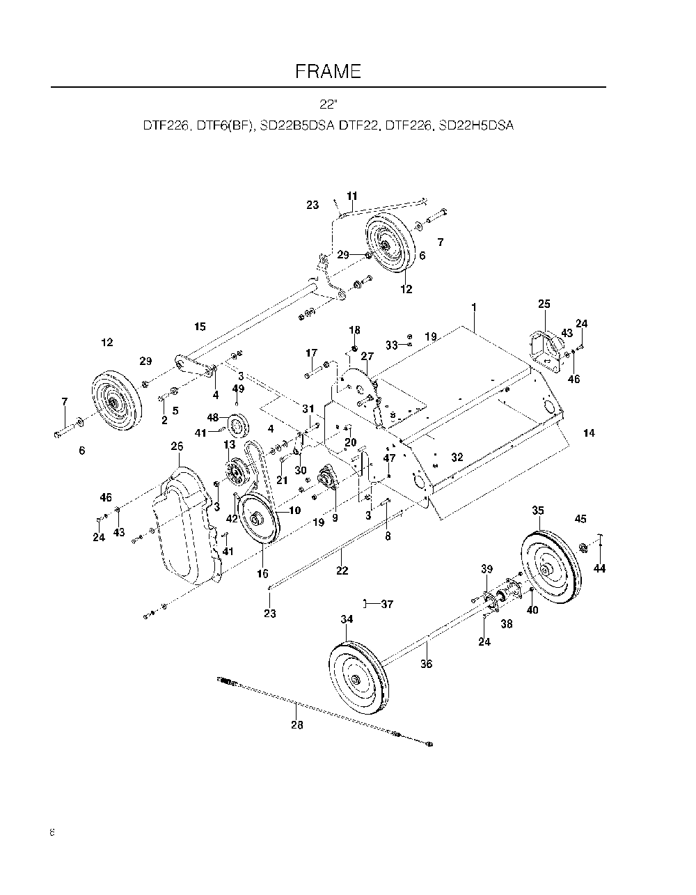 Frame Diagram and Parts List for DTF6966067201 2010-02 Husqvarna Dethatcher