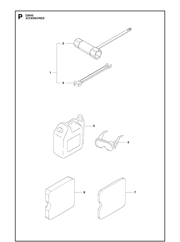 Accessories Diagram and Parts List for 226HS75S (967279604)(20171000001-Current) Husqvarna Hedge Trimmer
