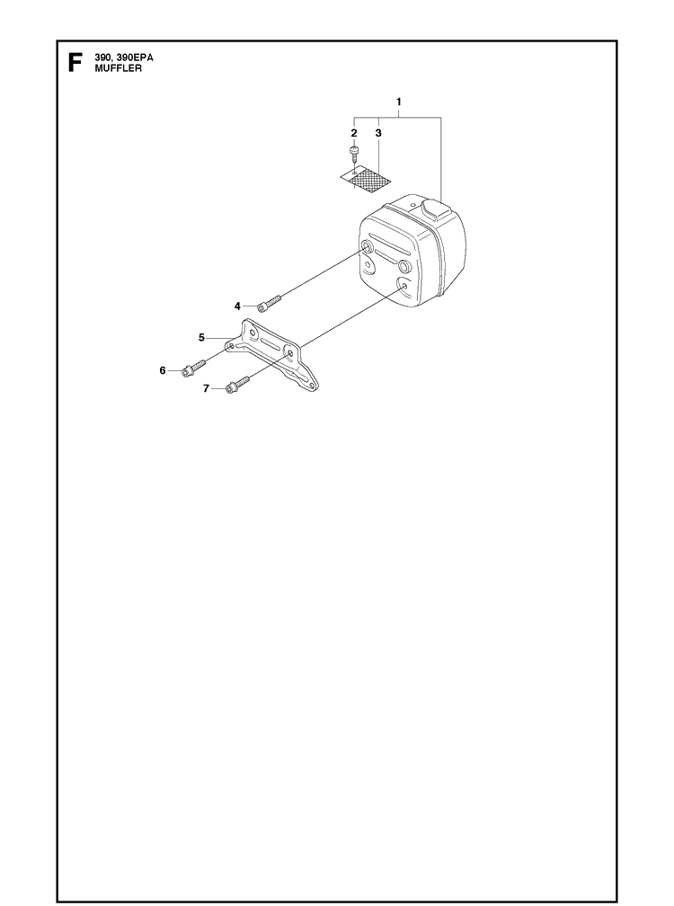 Muffler Diagram and Parts List for 390 2013-09 Husqvarna Chainsaw