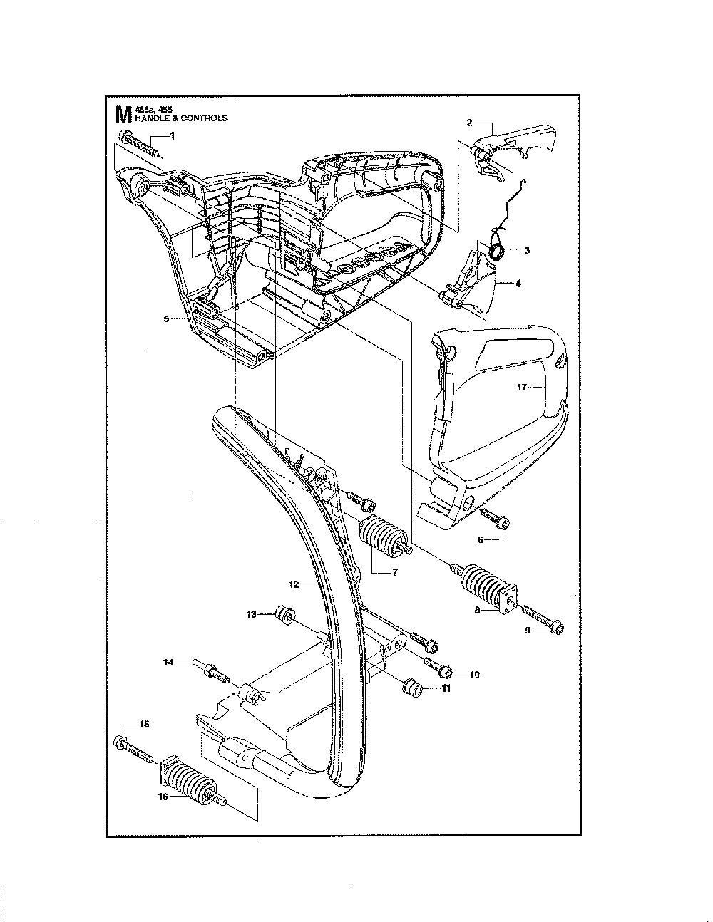 Handle & controls Diagram and Parts List for 965030298  Husqvarna Chainsaw