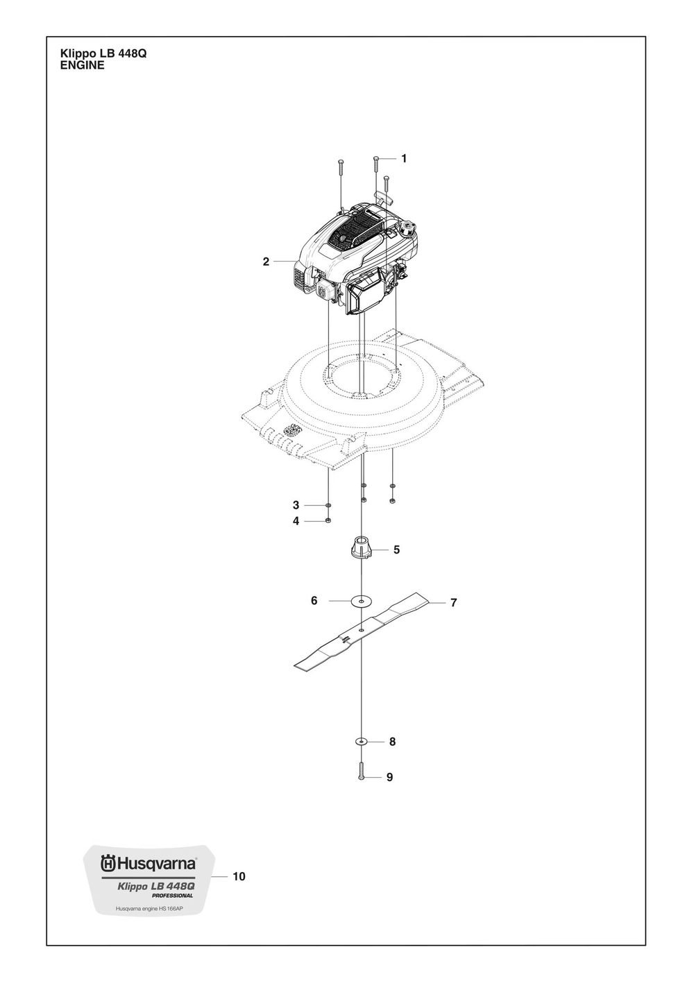 Engine Diagram and Parts List for KLIPPOLB448Q  Husqvarna Lawn Mower