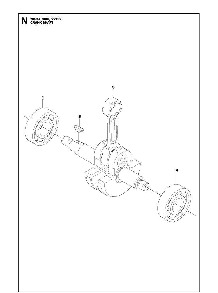 Crankshaft Diagram and Parts List for 233RJ 20140100001-Current Husqvarna Brush Cutter