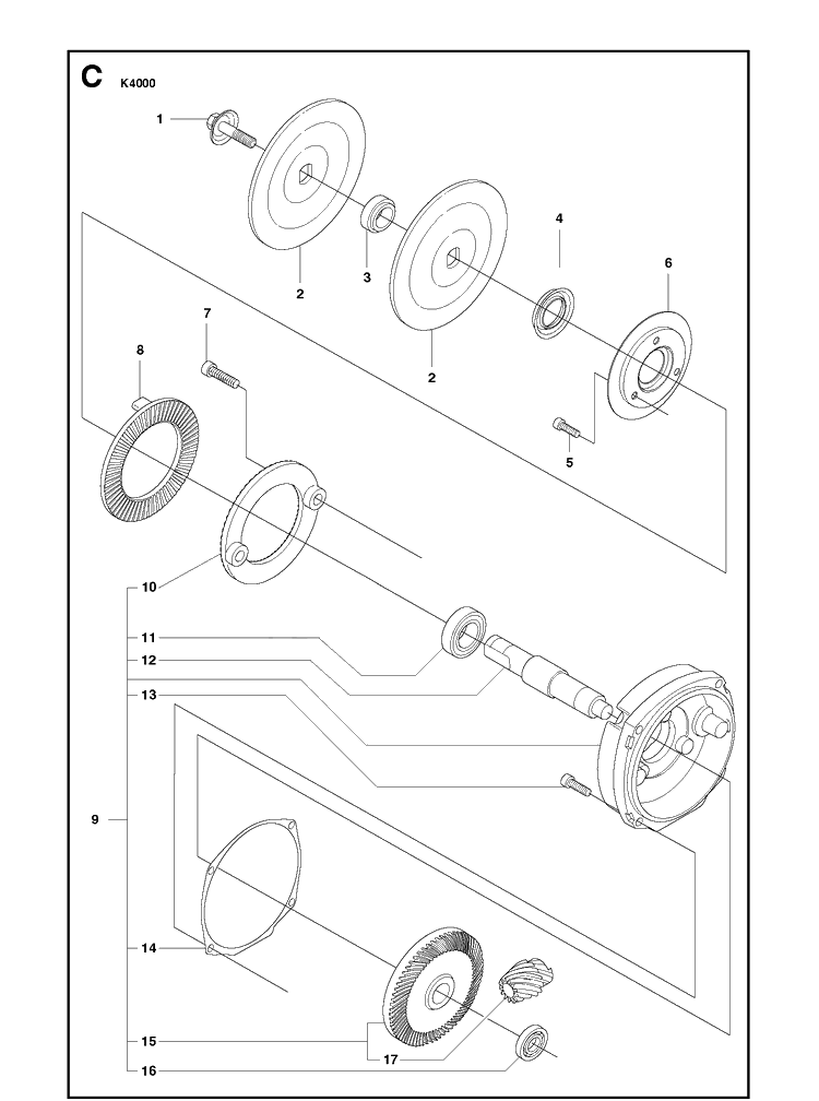 Gears Diagram and Parts List for K4000 2018-03 Husqvarna Lawn Tractor Accessories