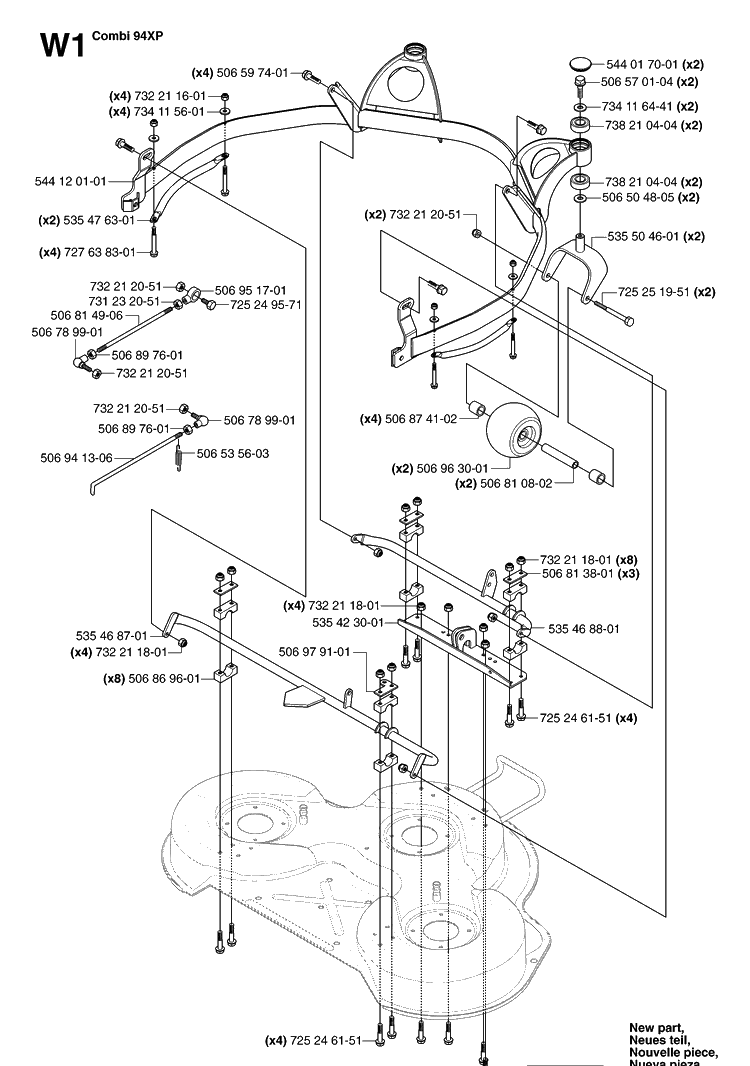 94cm Cutting Deck Diagram and Parts List for PR18AWD (965095001)(2007-03) Husqvarna Lawn Mower
