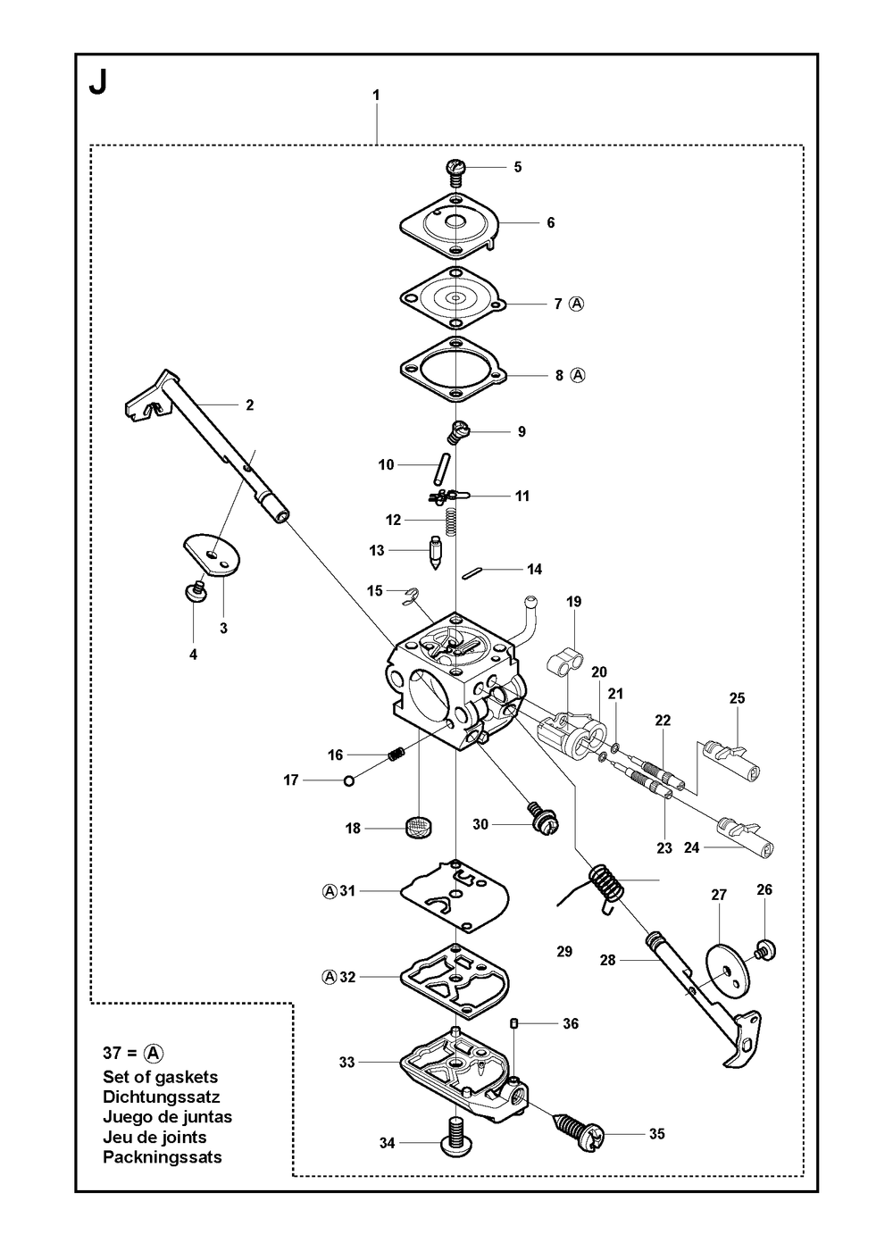 Carburetor Details Diagram and Parts List for 356BF (X-SERIES)(20144900001-Current) Husqvarna Leaf Blower / Vacuum