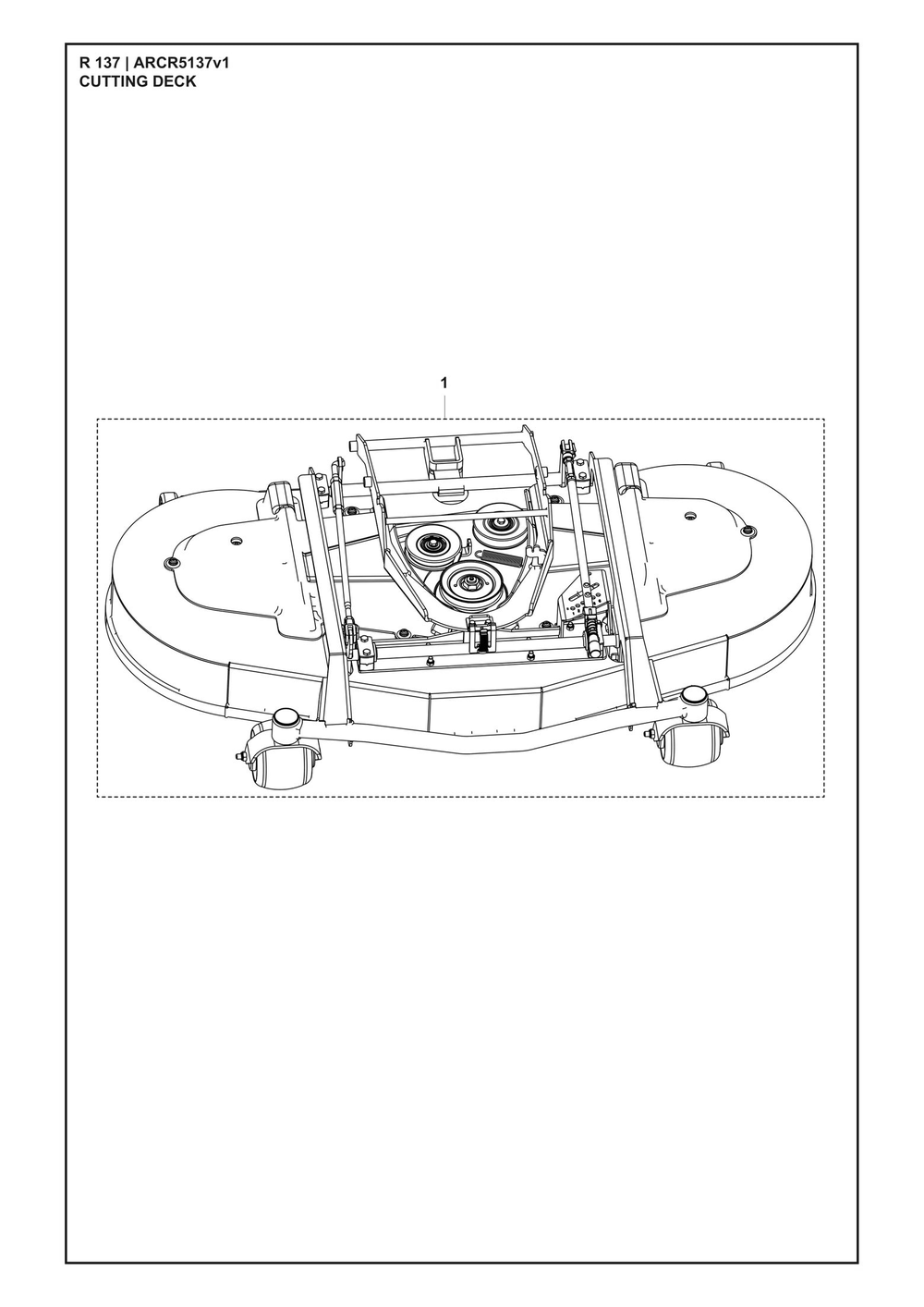 Mower Deck / Cutting Deck Diagram and Parts List for R137 ARCR5137v1 Husqvarna Lawn Tractor Accessories