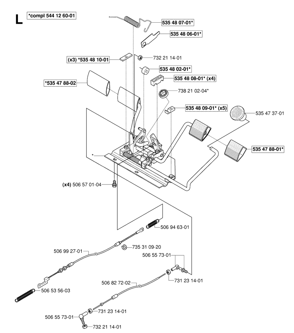 Pedals Diagram and Parts List for R15-V2 (953533701)(2006-01) Husqvarna Lawn Tractor