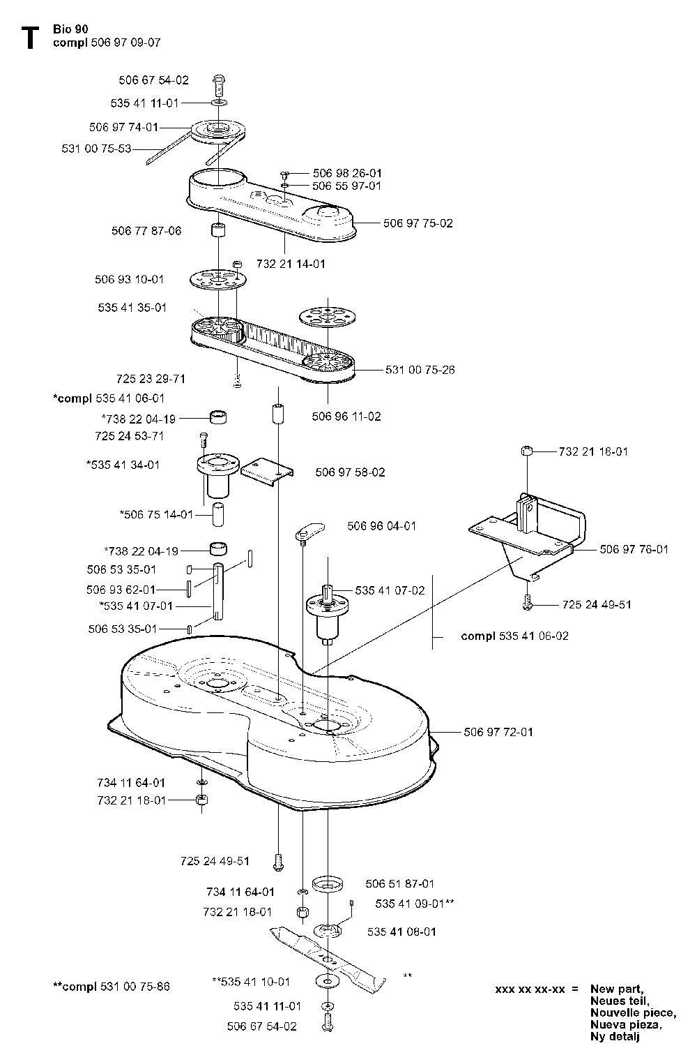 90cm Cutting Deck Diagram and Parts List for RIDER11BIOCLIP (953519901)(2004-01) Husqvarna Lawn Tractor