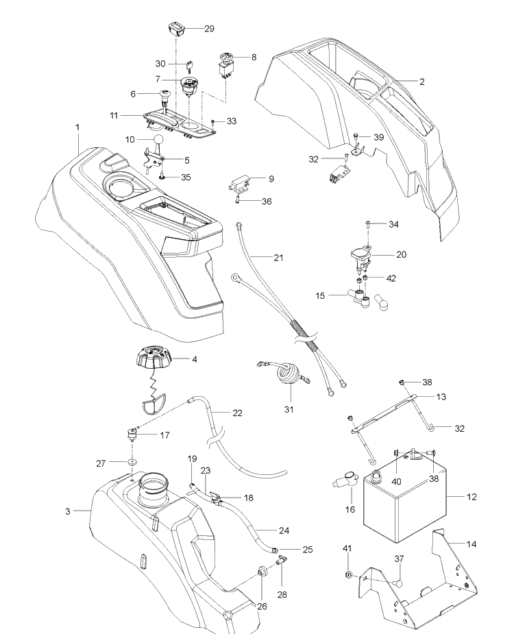 Ignition System Diagram and Parts List for Z242F (96795380100)(2018-10) Husqvarna Lawn Mower