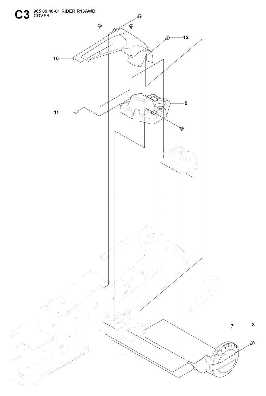 Cover Diagram and Parts List for R13AWD (965094601)(2007-01) Husqvarna Lawn Tractor