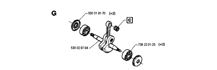 Crankshaft Diagram and Parts List for 36 19941800001-Current Husqvarna Chainsaw