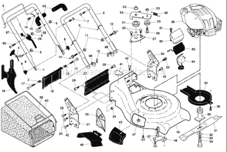 Page B Diagram and Parts List for 87521 RES 2007-02 Husqvarna Lawn Mower