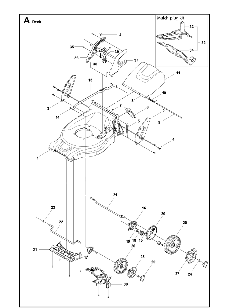 Mower Deck / Cutting Deck Diagram and Parts List for LC253S  Husqvarna Lawn Mower