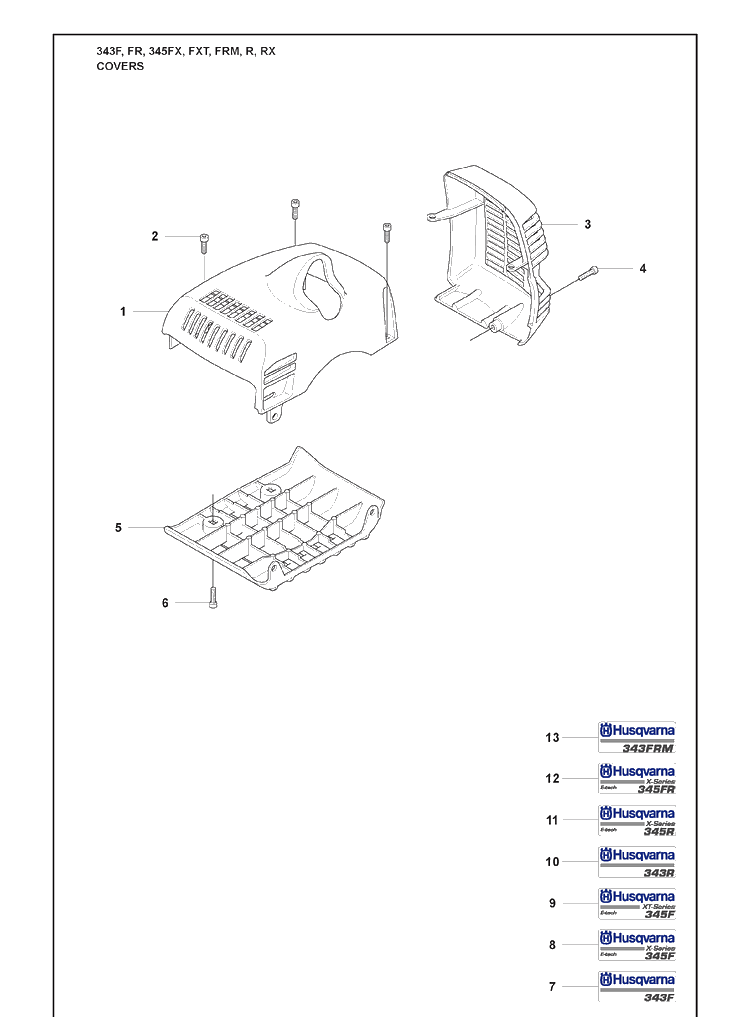 Covers Diagram and Parts List for 345FR 2008-05 Husqvarna Brush Cutter