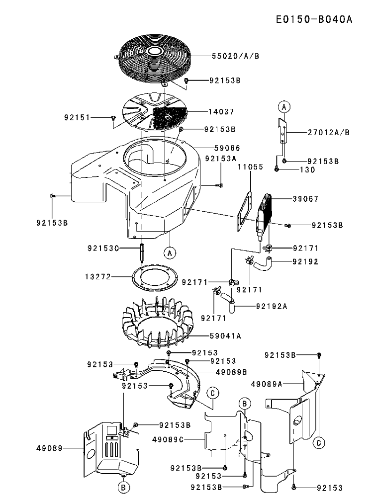 Cooling System Diagram and Parts List for FX751V-ES00 2017-09 Husqvarna Engine