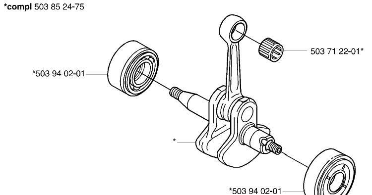 Crankshaft Diagram and Parts List for 123L 2004-01 Husqvarna Trimmer