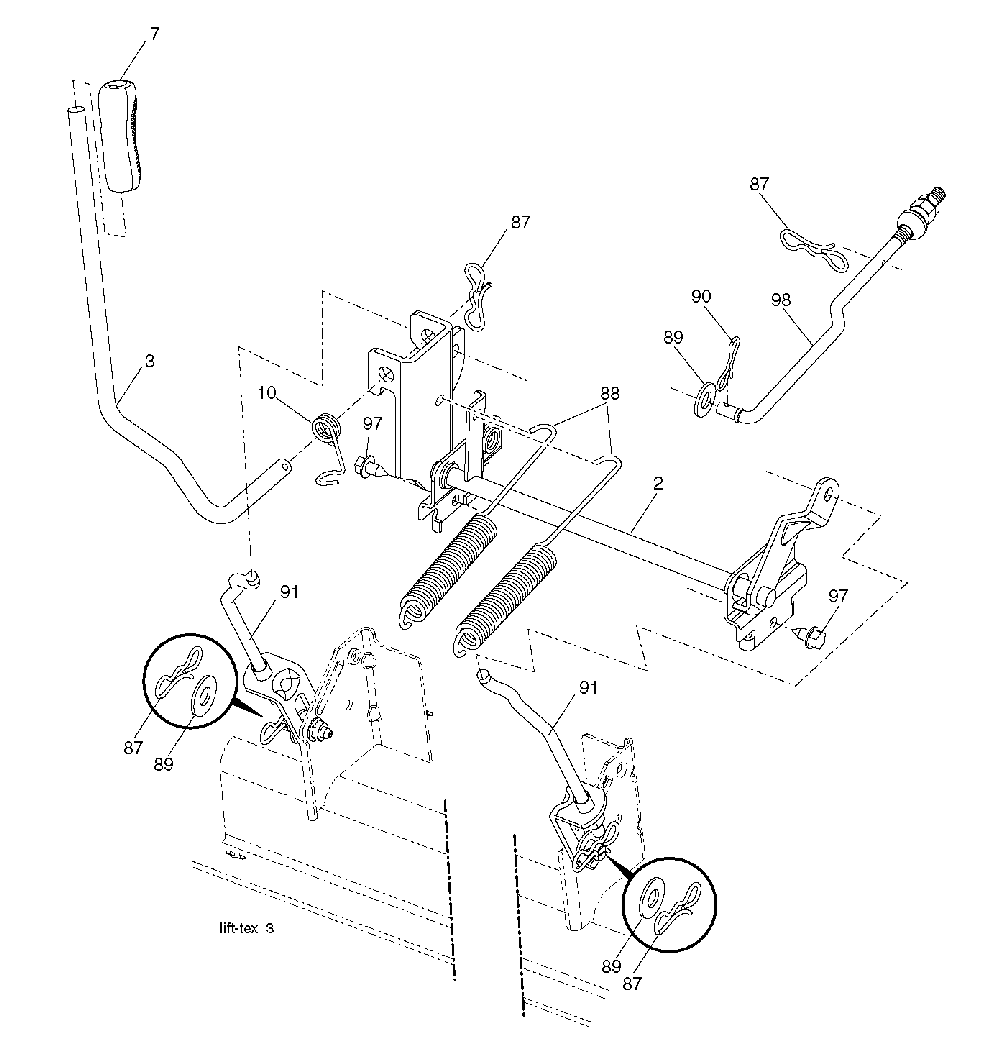 Mower Lift / Deck Lift Diagram and Parts List for GTH260TWIN (96041004504)(2010-03) Husqvarna Lawn Tractor