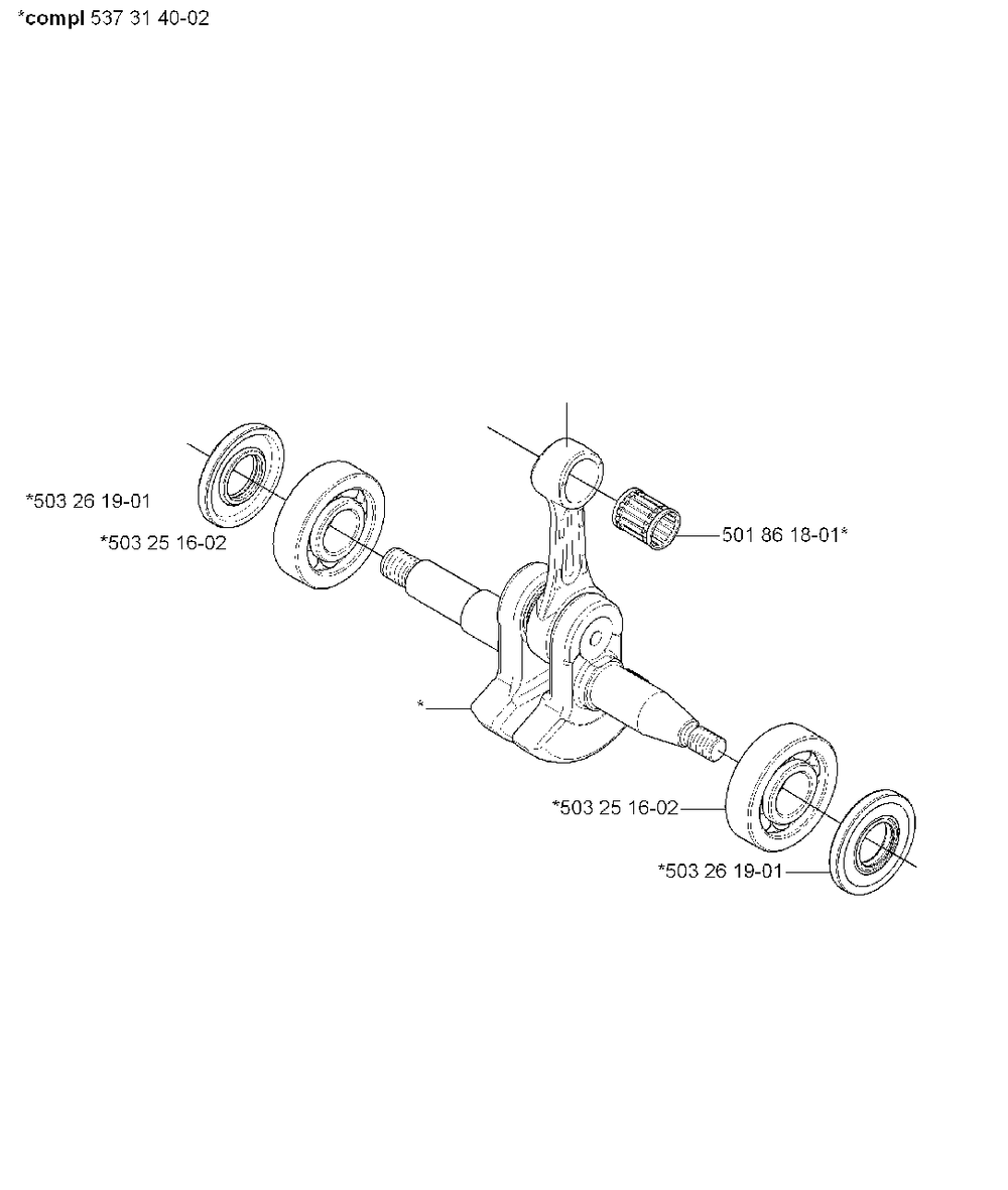 Crankshaft Diagram and Parts List for 455ERANCHER 2007-01 Husqvarna Chainsaw