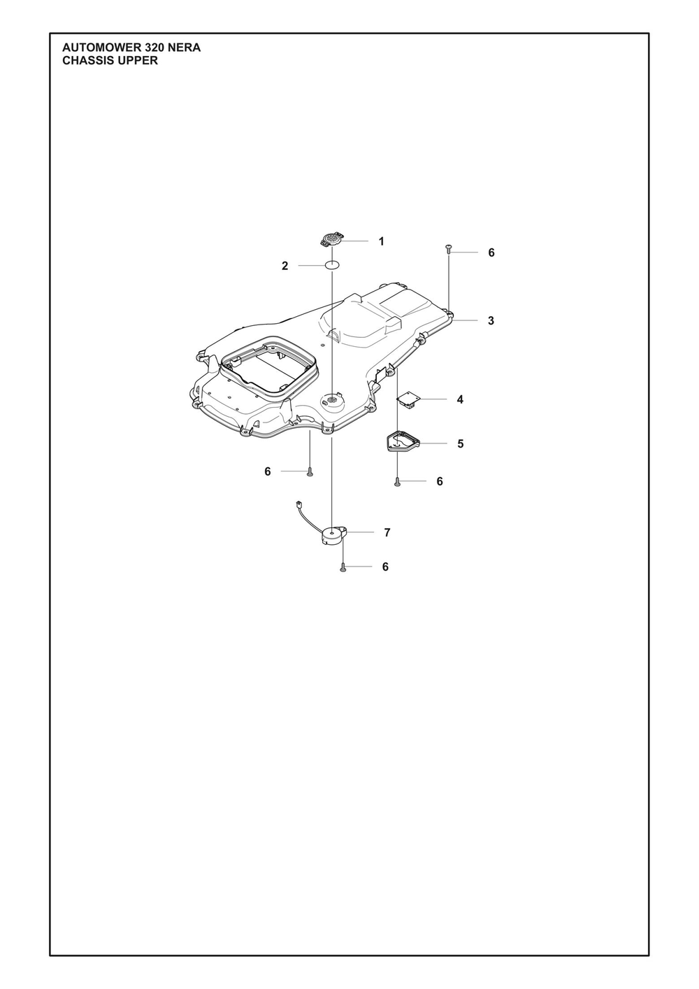 Chassis Upper Diagram and Parts List for 320NERA  Husqvarna Lawn Mower