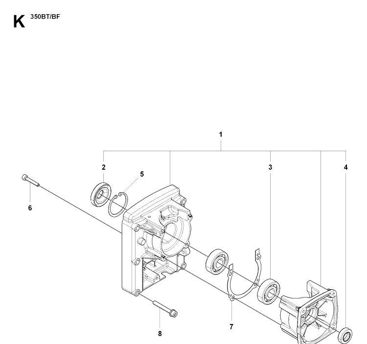 Piston And Crankshaft Diagram and Parts List for 350BT 20170600001-Current Husqvarna Leaf Blower / Vacuum