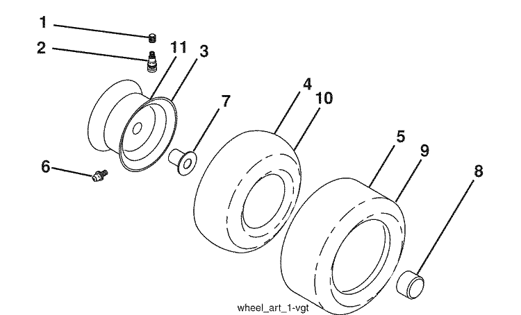 Wheels And Tires Diagram and Parts List for GTH2648 (96043003002)(2008-02) Husqvarna Lawn Mower