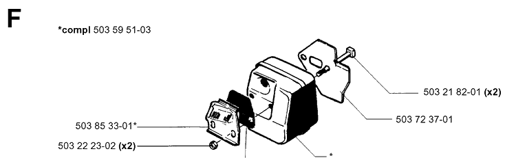 Muffler Diagram and Parts List for 40 20013500001-Current Husqvarna Chainsaw
